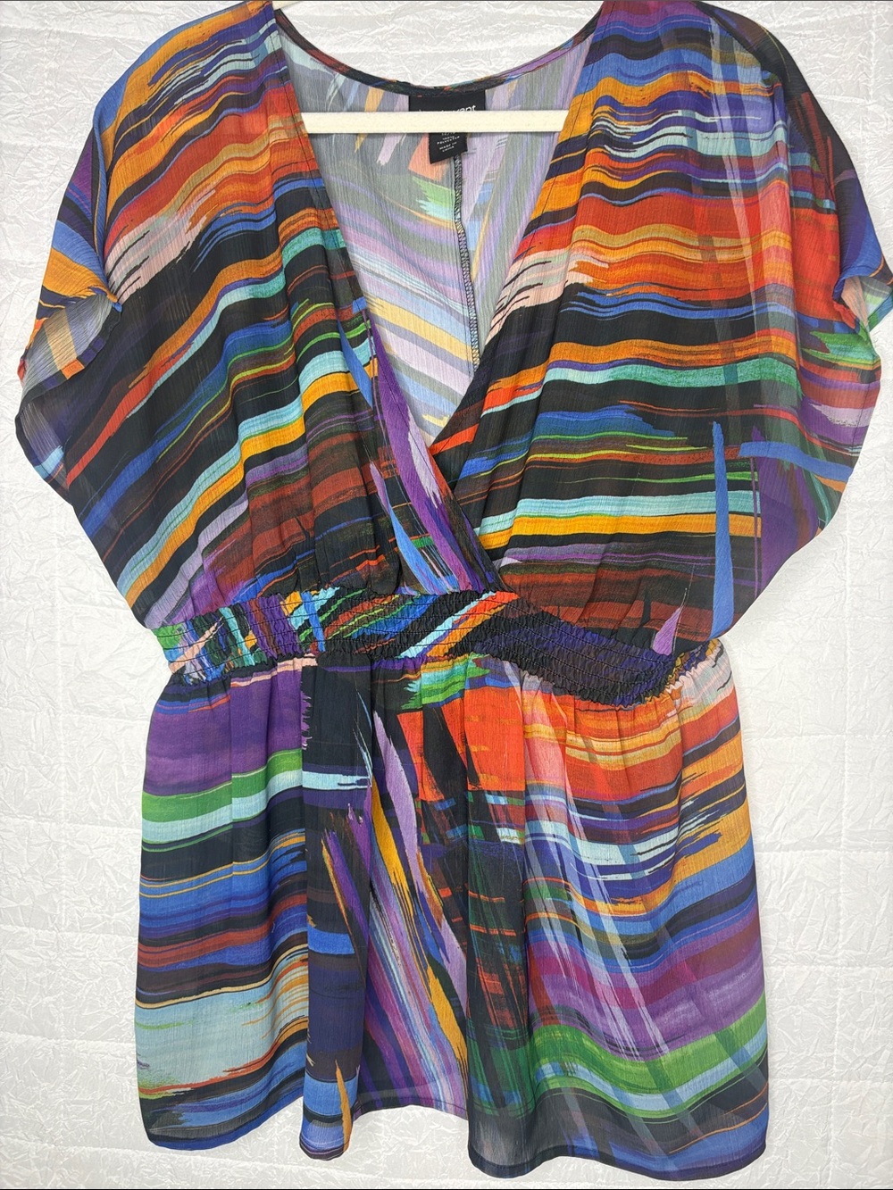 Lane Bryant Multicolor Striped Top in Purple, Blue, Pink and Orange size Xl